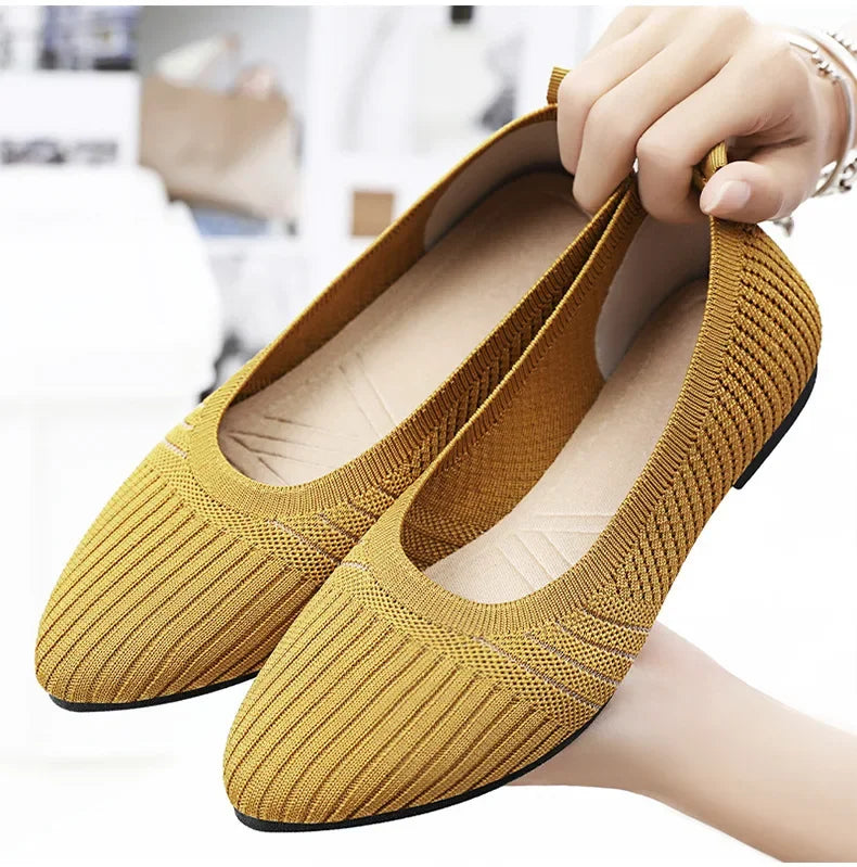 Hot Sales Women Shoes 2023 Autumn Pointed Soft Sole Casual Shoes for Women Fashion Mesh Breathable Flat Shoes Zapatos Mujer