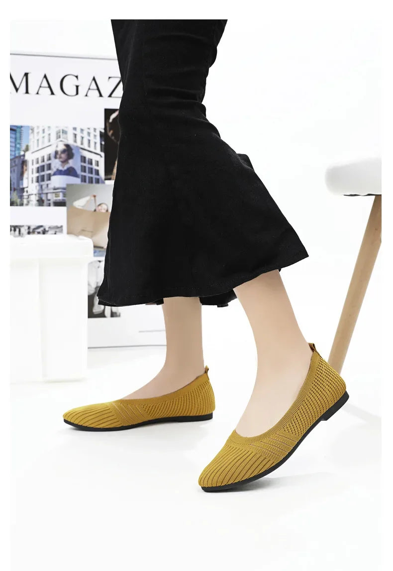 Hot Sales Women Shoes 2023 Autumn Pointed Soft Sole Casual Shoes for Women Fashion Mesh Breathable Flat Shoes Zapatos Mujer