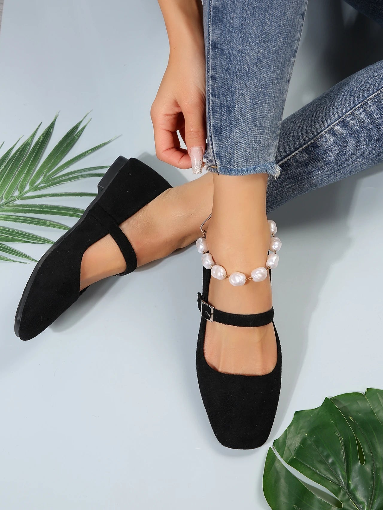 2024 Mary Jane Ballet Flats Women Black Shoes Ladies Comfortable Soft Square Toe Flat Shoes for Women Sapatos Femininos