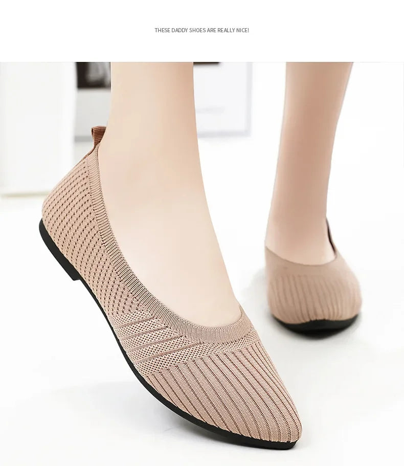 Hot Sales Women Shoes 2023 Autumn Pointed Soft Sole Casual Shoes for Women Fashion Mesh Breathable Flat Shoes Zapatos Mujer