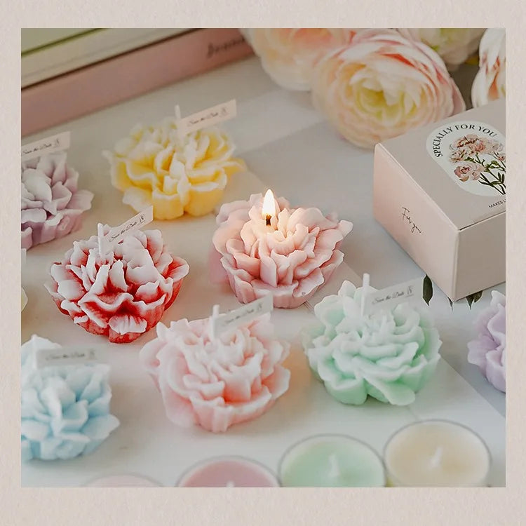 Handmade Carnation Candle Scented Candle Aromatherapy Soy Wax Candle Wedding Birthday Candles Party Home Decoration Photo Props