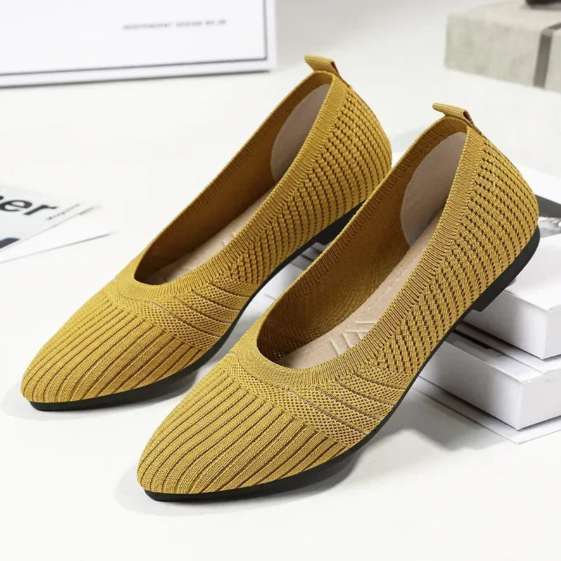 Hot Sales Women Shoes 2023 Autumn Pointed Soft Sole Casual Shoes for Women Fashion Mesh Breathable Flat Shoes Zapatos Mujer