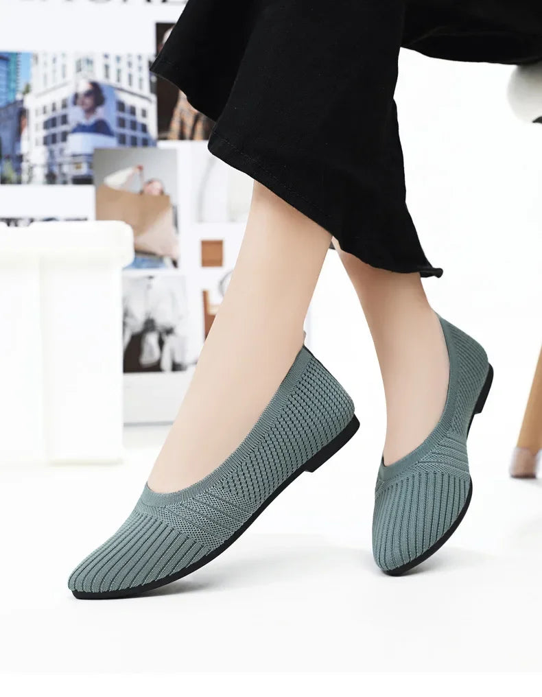 Hot Sales Women Shoes 2023 Autumn Pointed Soft Sole Casual Shoes for Women Fashion Mesh Breathable Flat Shoes Zapatos Mujer