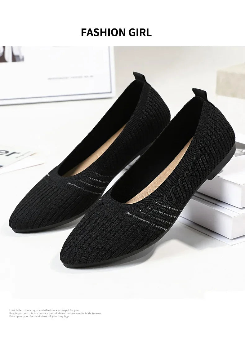 Hot Sales Women Shoes 2023 Autumn Pointed Soft Sole Casual Shoes for Women Fashion Mesh Breathable Flat Shoes Zapatos Mujer