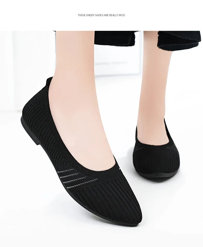 Hot Sales Women Shoes 2023 Autumn Pointed Soft Sole Casual Shoes for Women Fashion Mesh Breathable Flat Shoes Zapatos Mujer