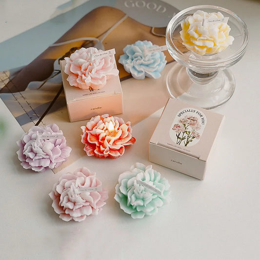 Handmade Carnation Candle Scented Candle Aromatherapy Soy Wax Candle Wedding Birthday Candles Party Home Decoration Photo Props