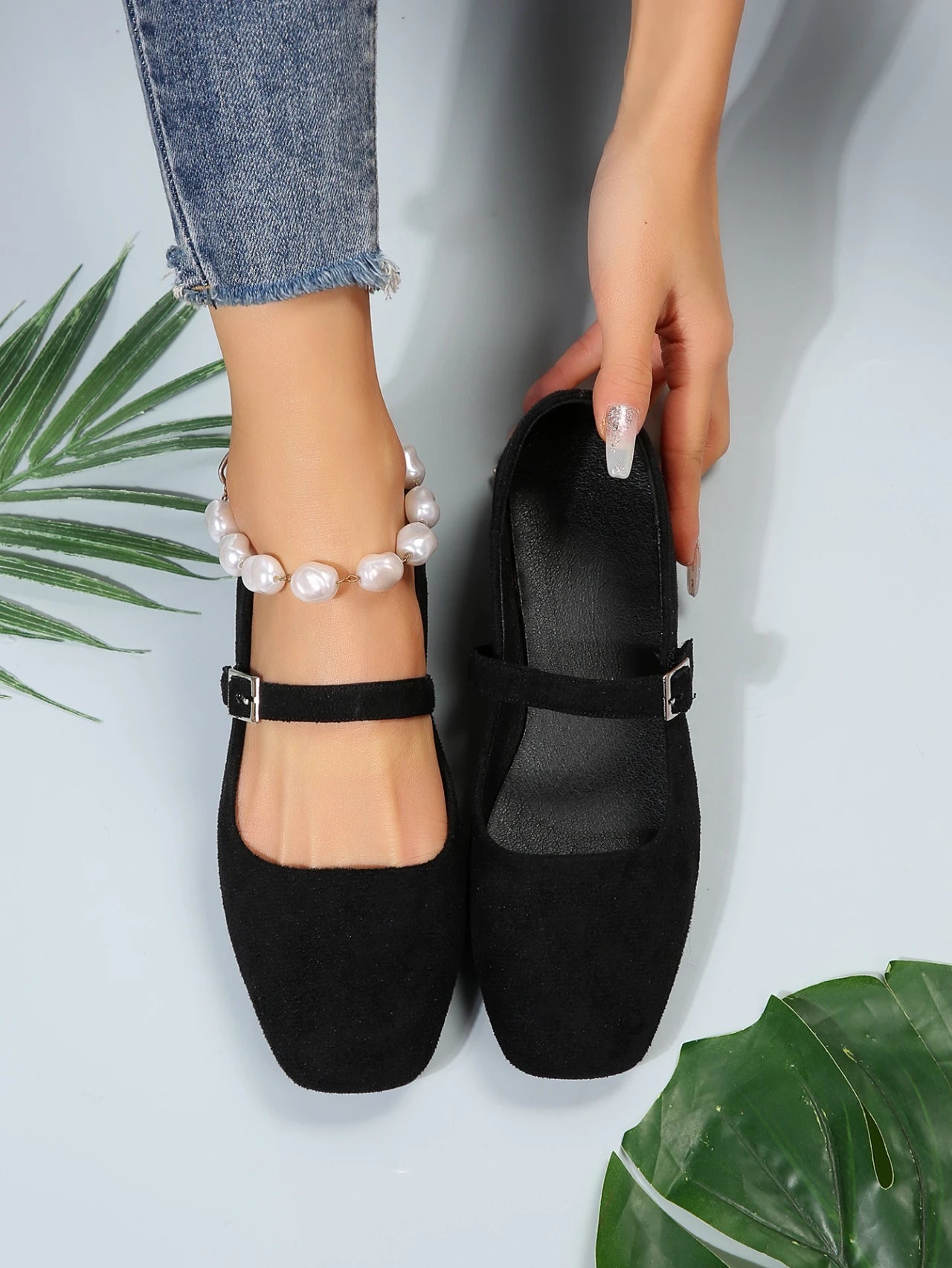 2024 Mary Jane Ballet Flats Women Black Shoes Ladies Comfortable Soft Square Toe Flat Shoes for Women Sapatos Femininos