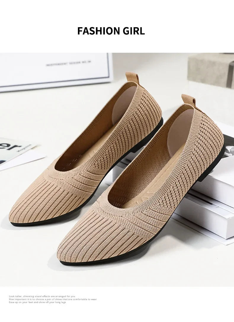 Hot Sales Women Shoes 2023 Autumn Pointed Soft Sole Casual Shoes for Women Fashion Mesh Breathable Flat Shoes Zapatos Mujer