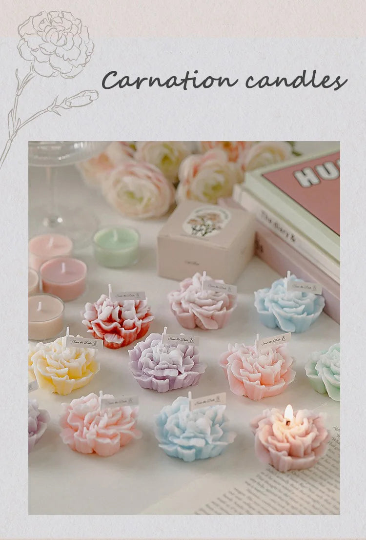 Handmade Carnation Candle Scented Candle Aromatherapy Soy Wax Candle Wedding Birthday Candles Party Home Decoration Photo Props