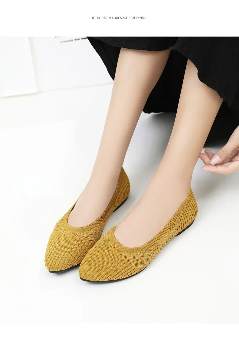 Hot Sales Women Shoes 2023 Autumn Pointed Soft Sole Casual Shoes for Women Fashion Mesh Breathable Flat Shoes Zapatos Mujer