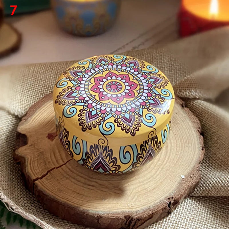 Vintage Scented Candles Dried Flowers Fragrance Candle Tinplate Box Flower Candle Candles Jar Wedding Gift  Home Decoration