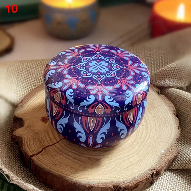 Vintage Scented Candles Dried Flowers Fragrance Candle Tinplate Box Flower Candle Candles Jar Wedding Gift  Home Decoration