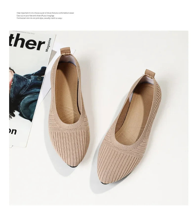 Hot Sales Women Shoes 2023 Autumn Pointed Soft Sole Casual Shoes for Women Fashion Mesh Breathable Flat Shoes Zapatos Mujer