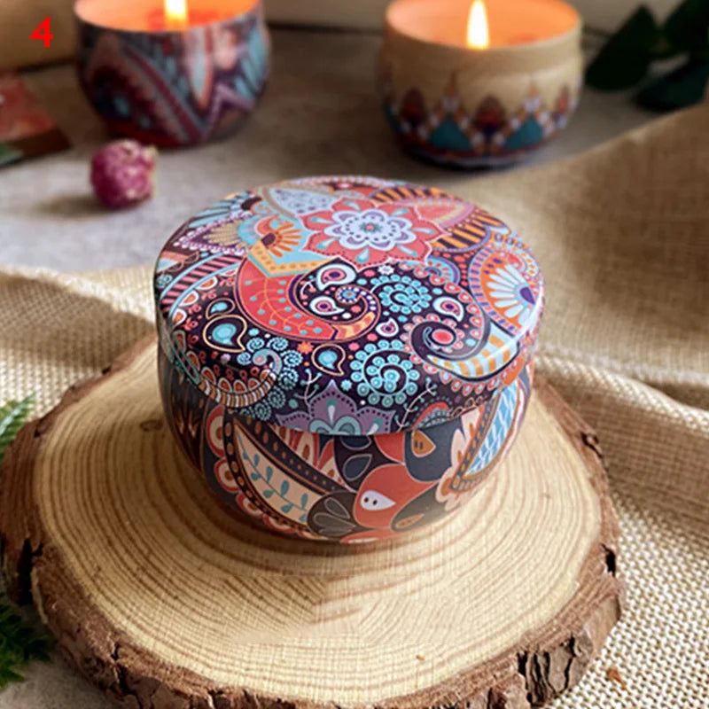 Vintage Scented Candles Dried Flowers Fragrance Candle Tinplate Box Flower Candle Candles Jar Wedding Gift  Home Decoration