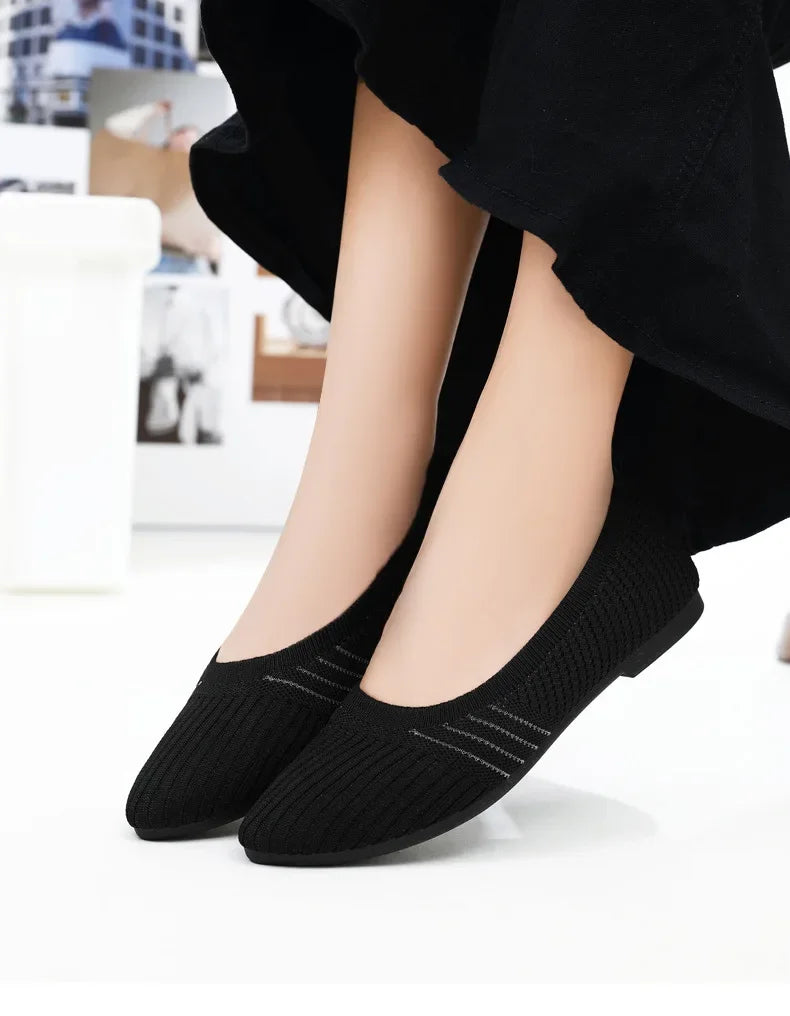 Hot Sales Women Shoes 2023 Autumn Pointed Soft Sole Casual Shoes for Women Fashion Mesh Breathable Flat Shoes Zapatos Mujer