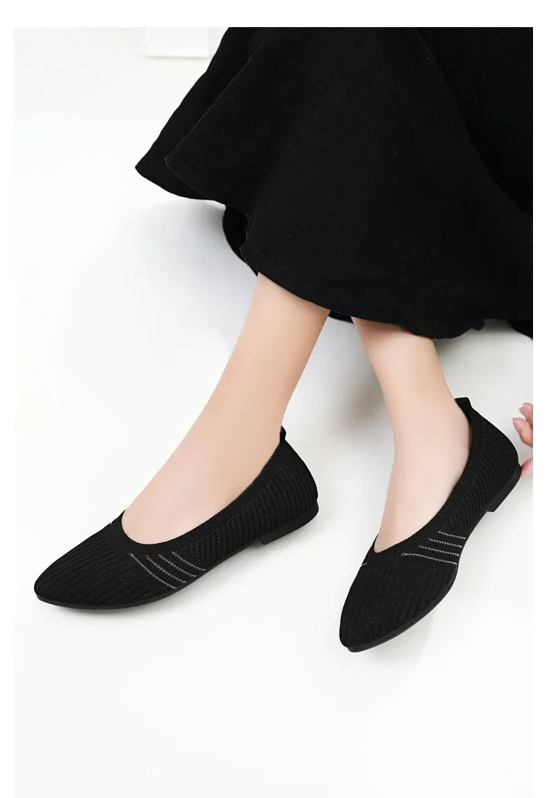 Hot Sales Women Shoes 2023 Autumn Pointed Soft Sole Casual Shoes for Women Fashion Mesh Breathable Flat Shoes Zapatos Mujer