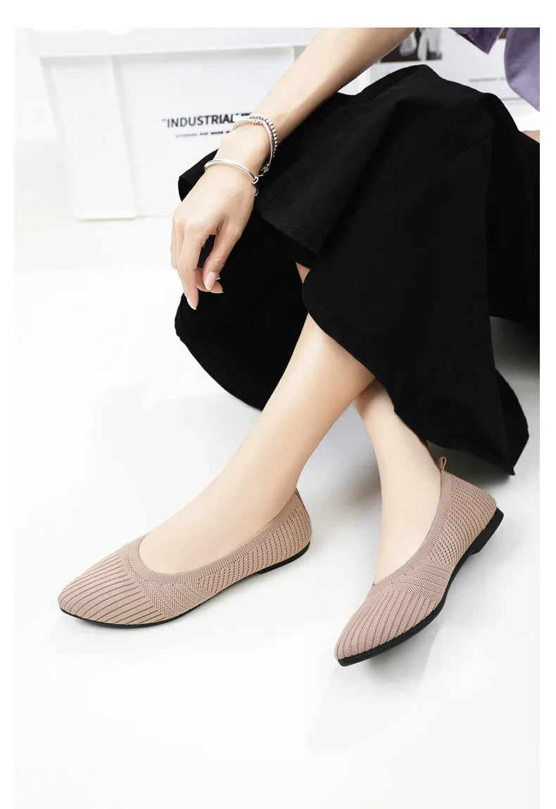 Hot Sales Women Shoes 2023 Autumn Pointed Soft Sole Casual Shoes for Women Fashion Mesh Breathable Flat Shoes Zapatos Mujer