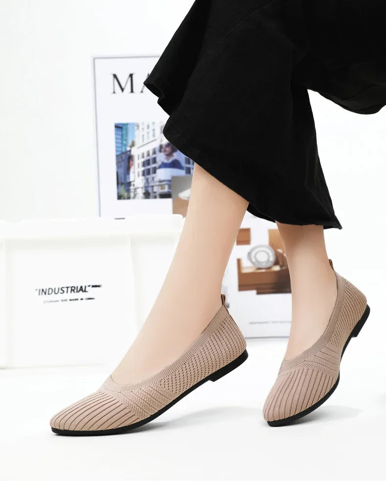 Hot Sales Women Shoes 2023 Autumn Pointed Soft Sole Casual Shoes for Women Fashion Mesh Breathable Flat Shoes Zapatos Mujer