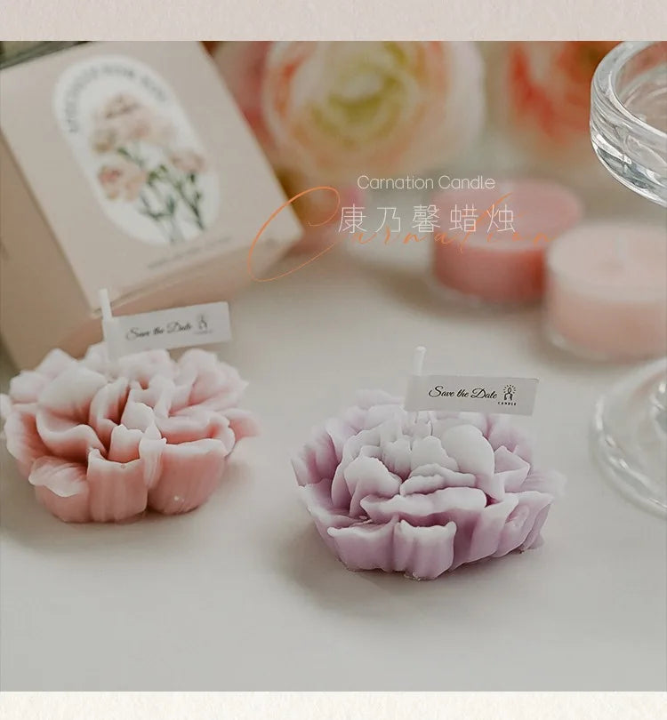 Handmade Carnation Candle Scented Candle Aromatherapy Soy Wax Candle Wedding Birthday Candles Party Home Decoration Photo Props