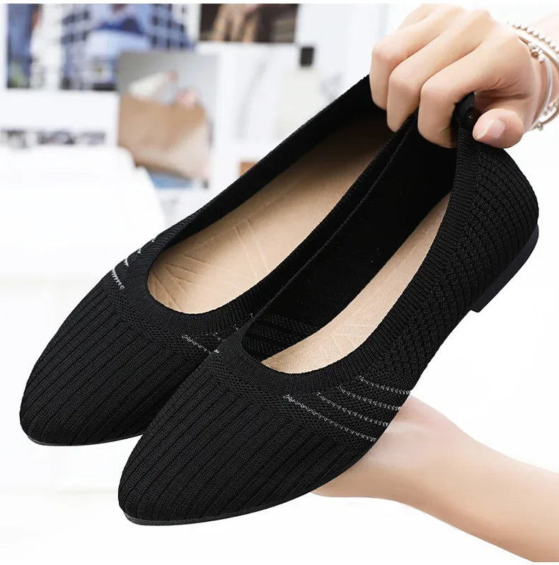 Hot Sales Women Shoes 2023 Autumn Pointed Soft Sole Casual Shoes for Women Fashion Mesh Breathable Flat Shoes Zapatos Mujer