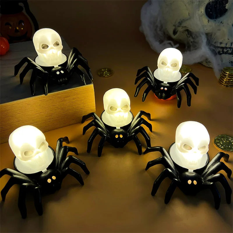 Halloween Decorations LED Candle Light Plastic Spider Skull Lamp for Home Bar Haunted House Halloween Party Decor Horror Props