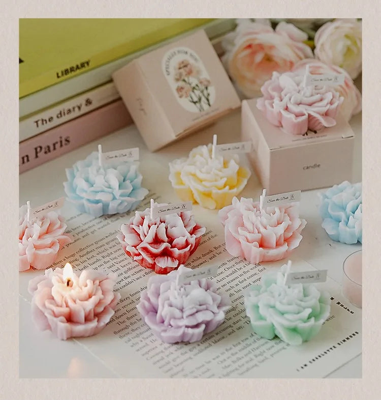 Handmade Carnation Candle Scented Candle Aromatherapy Soy Wax Candle Wedding Birthday Candles Party Home Decoration Photo Props