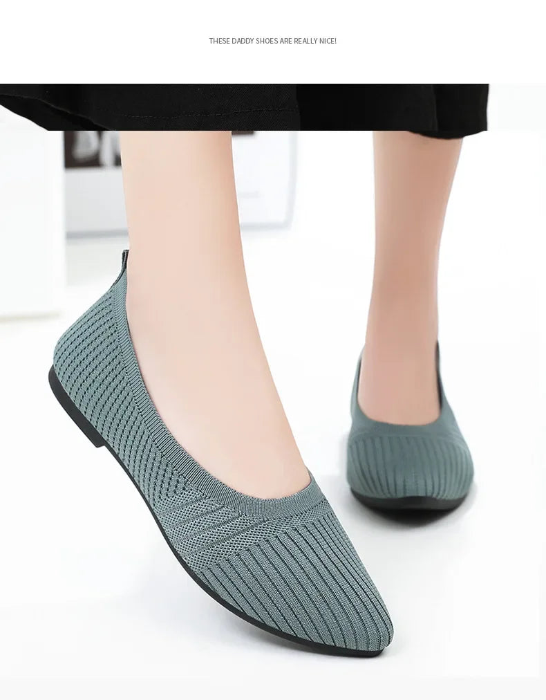 Hot Sales Women Shoes 2023 Autumn Pointed Soft Sole Casual Shoes for Women Fashion Mesh Breathable Flat Shoes Zapatos Mujer