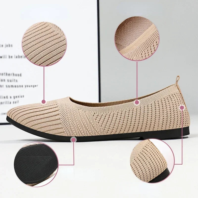 Hot Sales Women Shoes 2023 Autumn Pointed Soft Sole Casual Shoes for Women Fashion Mesh Breathable Flat Shoes Zapatos Mujer