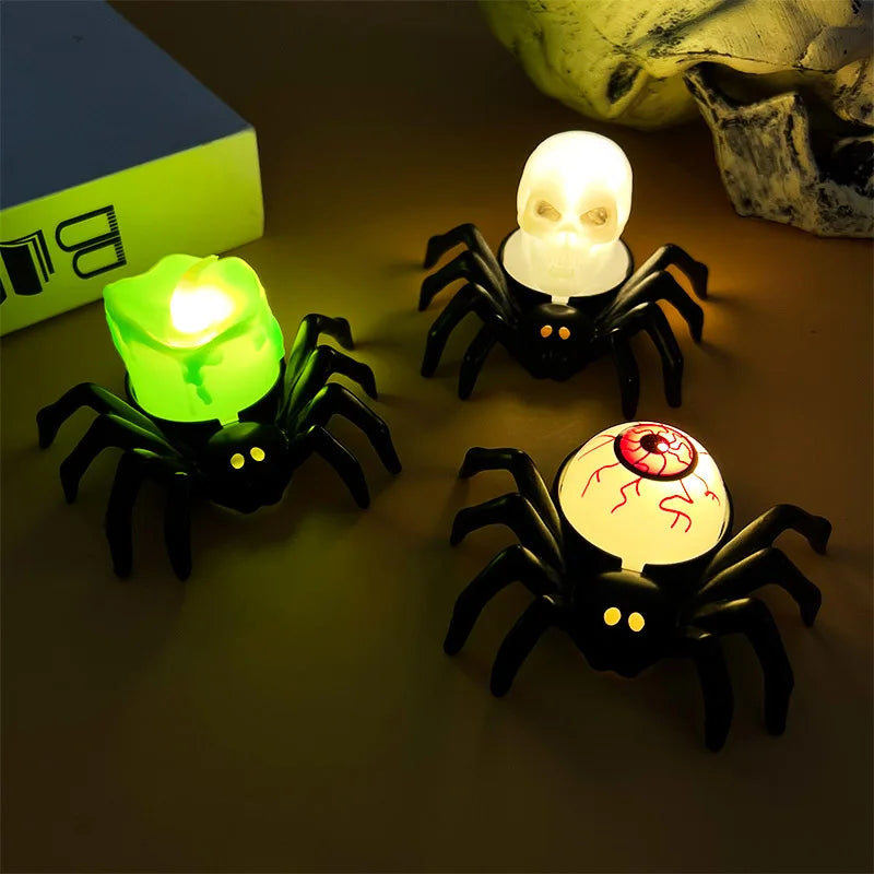 Halloween Decorations LED Candle Light Plastic Spider Skull Lamp for Home Bar Haunted House Halloween Party Decor Horror Props