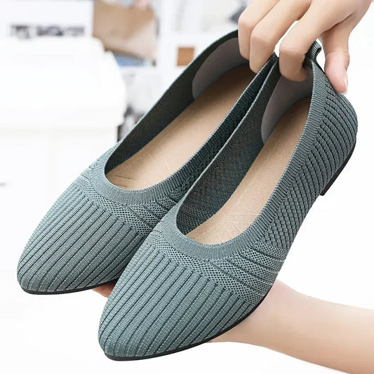 Hot Sales Women Shoes 2023 Autumn Pointed Soft Sole Casual Shoes for Women Fashion Mesh Breathable Flat Shoes Zapatos Mujer