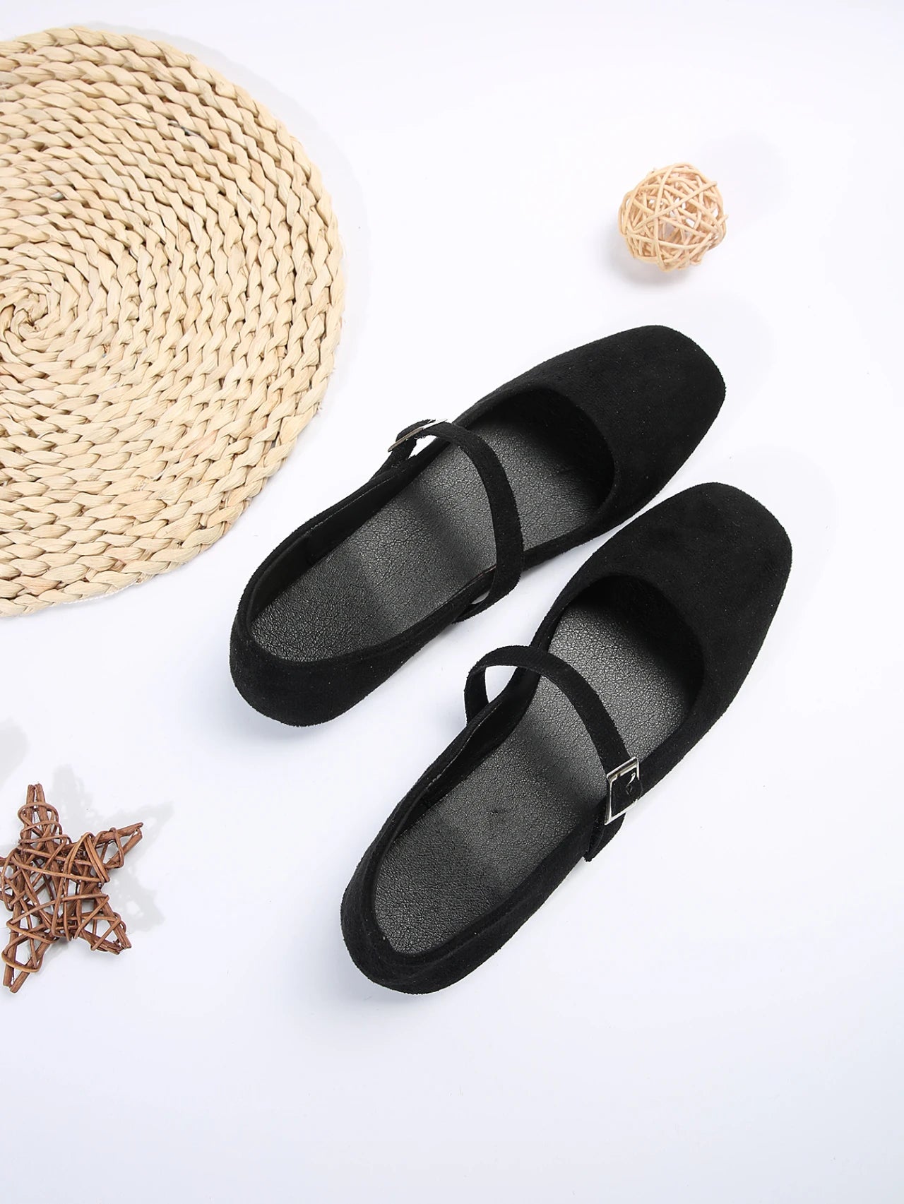 2024 Mary Jane Ballet Flats Women Black Shoes Ladies Comfortable Soft Square Toe Flat Shoes for Women Sapatos Femininos