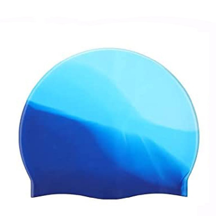 Silicone Swimming Cap Gradient Color Blocking Waterproof Printing