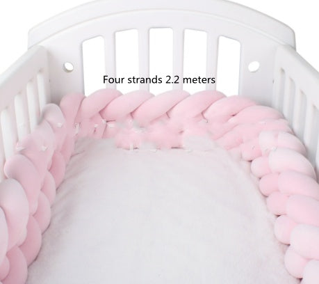 Heightening Baby Braided Crib Bumpers Knot Long Pillow Cushion Bedding Room Dector