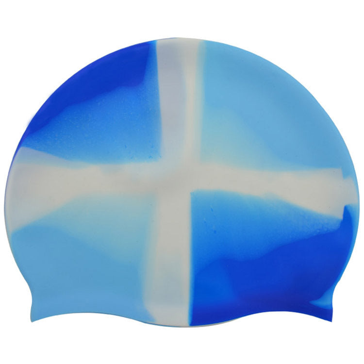 Silicone Swimming Cap Gradient Color Blocking Waterproof Printing