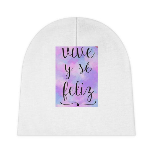 Live Be Happy Baby Beanie (AOP) Spanish