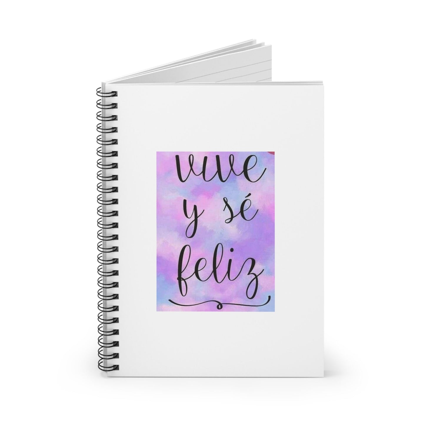 Live Be Happy Spiral Notebook - Ruled Line Spanish